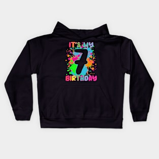 Its My Birthday 7 Years Old Boys Girl Rainbow Kids Hoodie